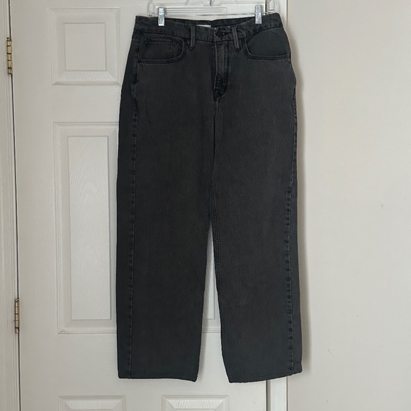 Good American Denim - Good American 90's Baggy Straight Leg Jean Size 8/29 Black Relaxed